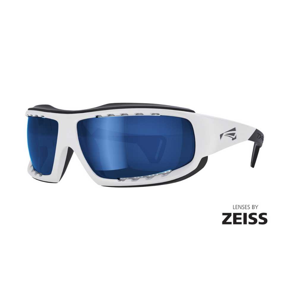 LiP Typhoon Gloss White – Zeiss PA Polarized Gun Blue Lenses