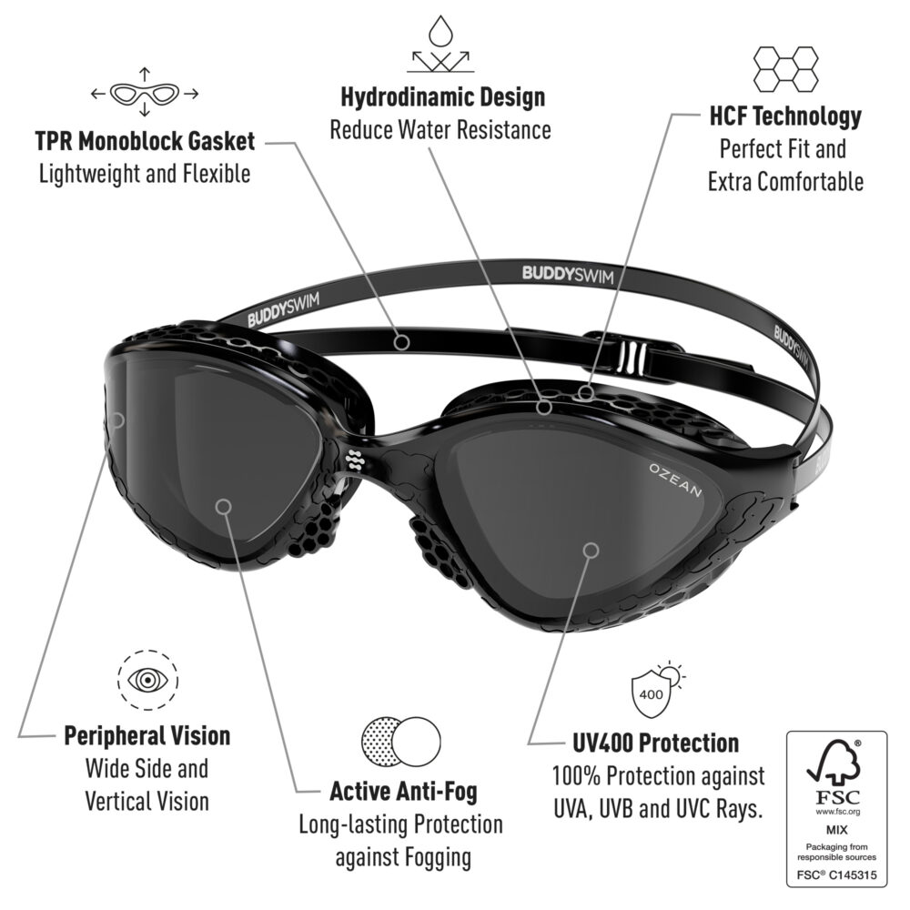 Swim Goggles Buddyswim Ozean Black/Smoke