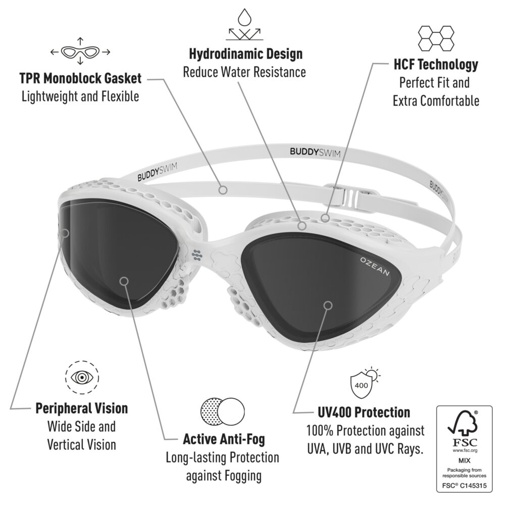 Swim Goggles Buddyswim Ozean White/Smoke