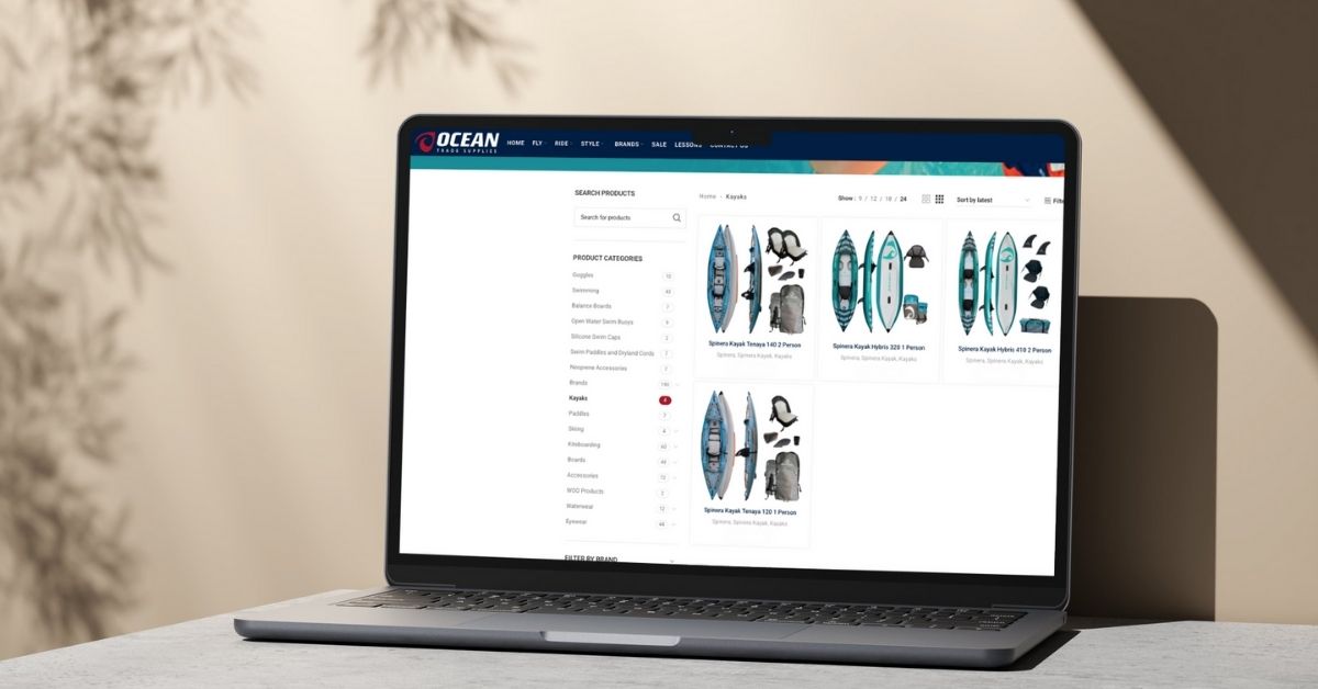 Ocean Trade Supply website being shown on a laptop