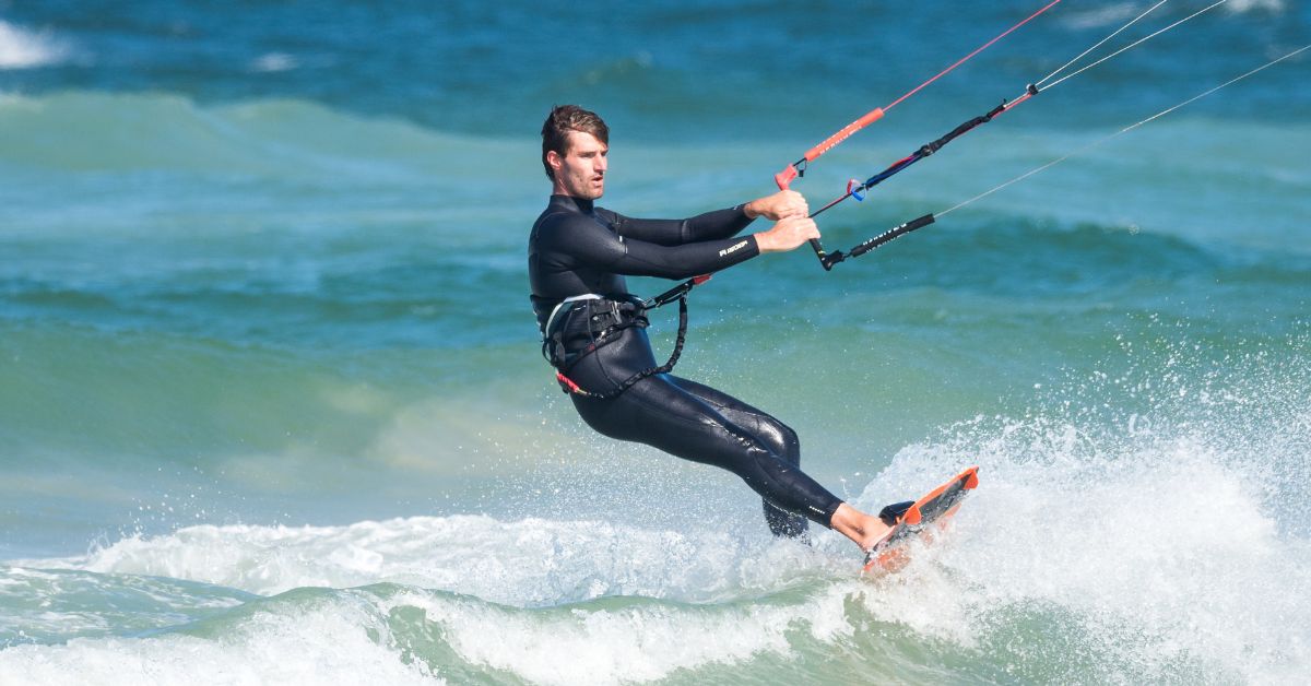 Man kiteboarding in the ocean