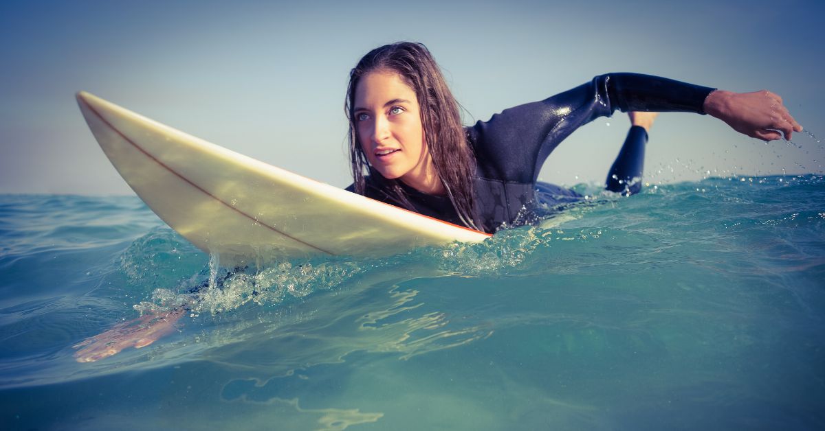 A girl surfing