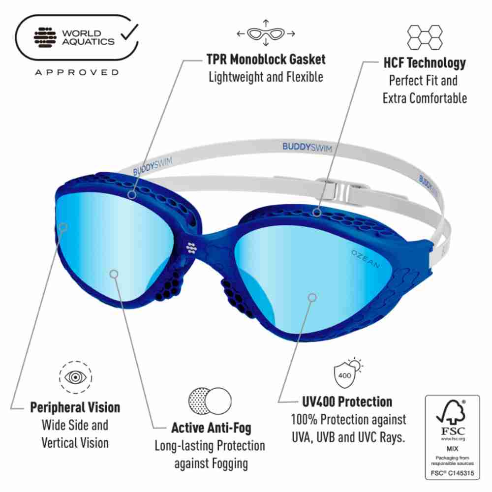 25125313-Features Swim Goggles Buddyswim Ozean Navy-White/Light Blue