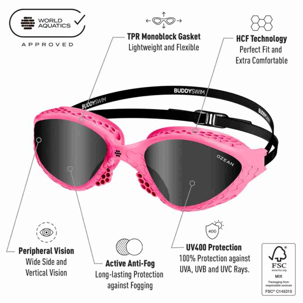 25125511-Features Swim Goggles Buddyswim Ozean Pink-Black/Smoke